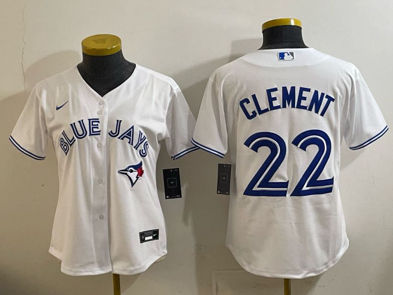 Women 2025 Nike Toronto Blue Jays #22 Clement White Game MLB Jersey 05->women mlb jersey->Women Jersey